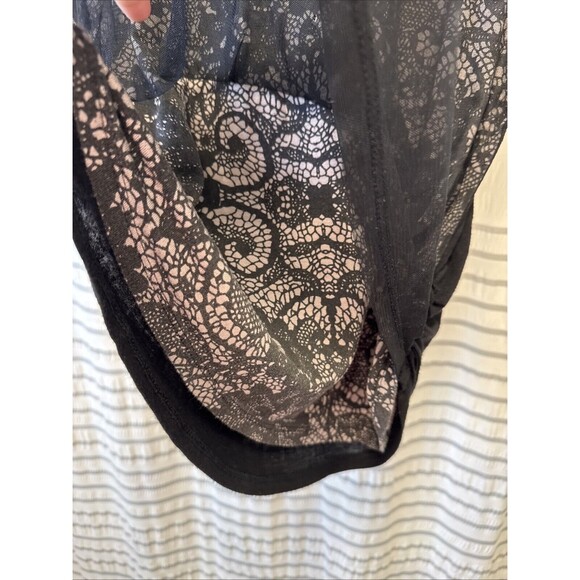 Edista Y2k 3/4‎ Sleeve Sheer Lace Blouse Large Black Tan Gothic Fairy Grung Usa - Picture 5 of 7